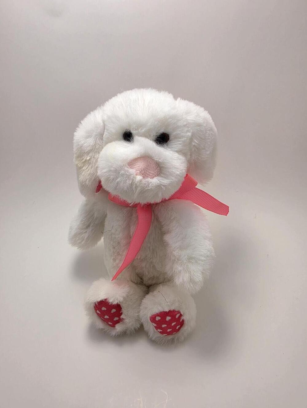 Worlds Softest Plush Pink White Dog Plush! Rare Claire's Exclusive (8 inch)